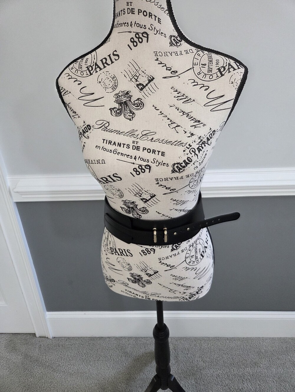 Womens Handmade Black Leather Wide Belt